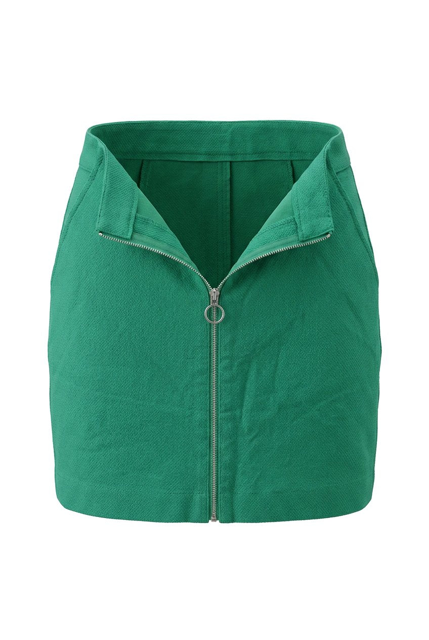 Mini falda verde cremallera Zara