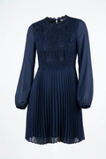 Vestido azul plisado Shein