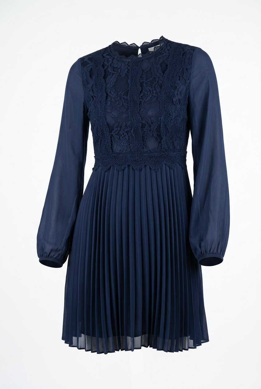 Vestido azul plisado Shein