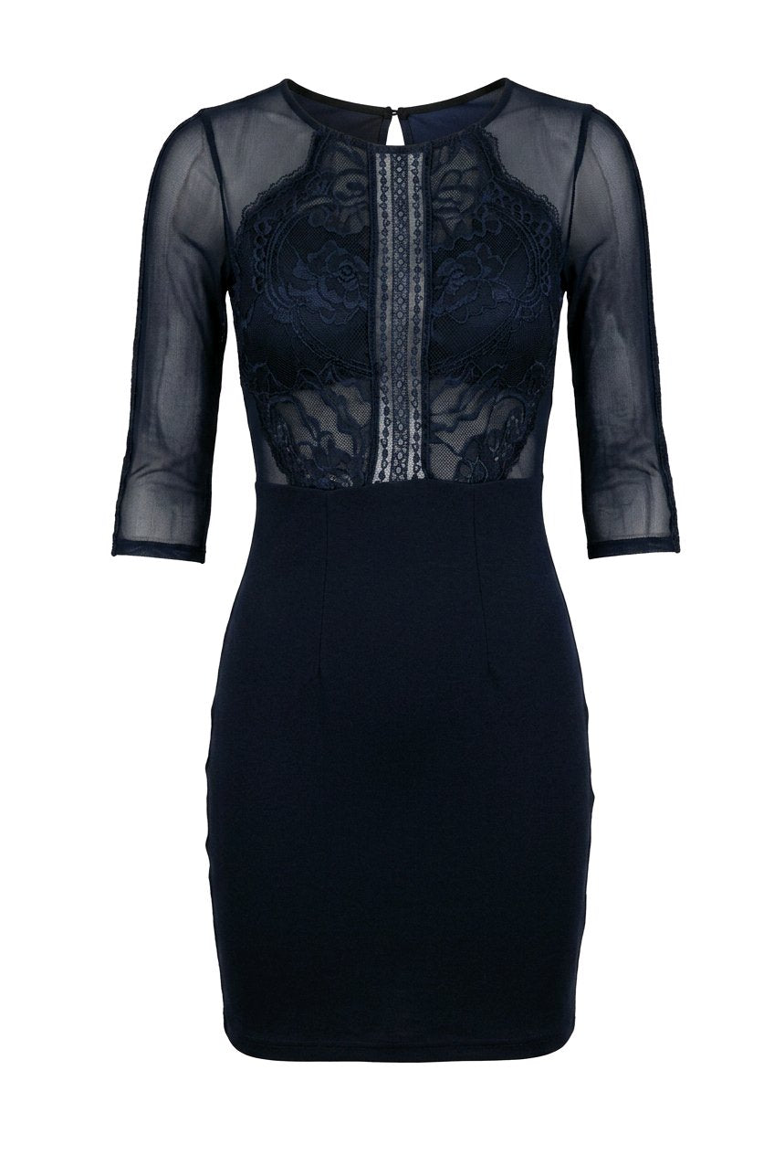 Vestido azul con encaje Bershka Dressy