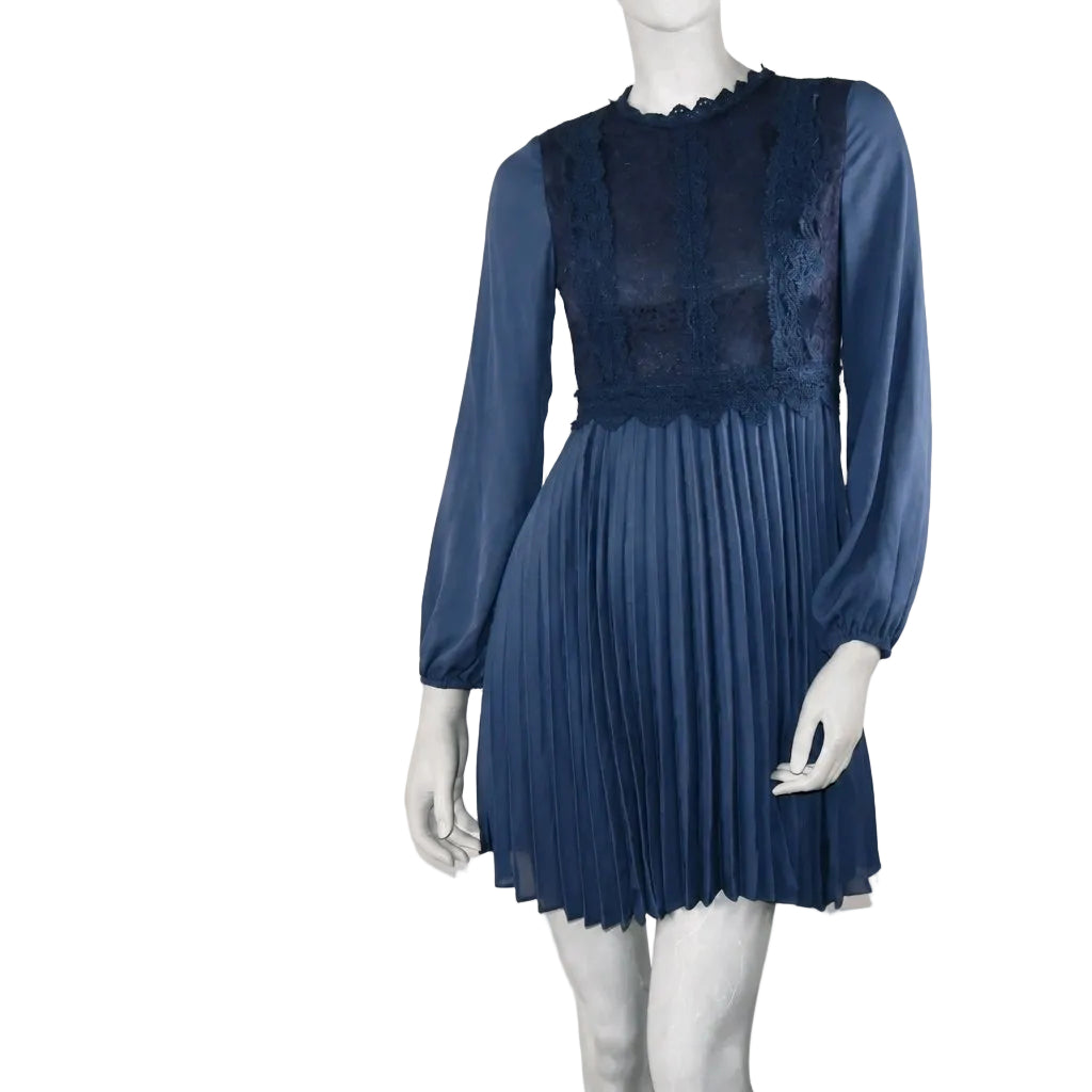 Vestido azul plisado Shein