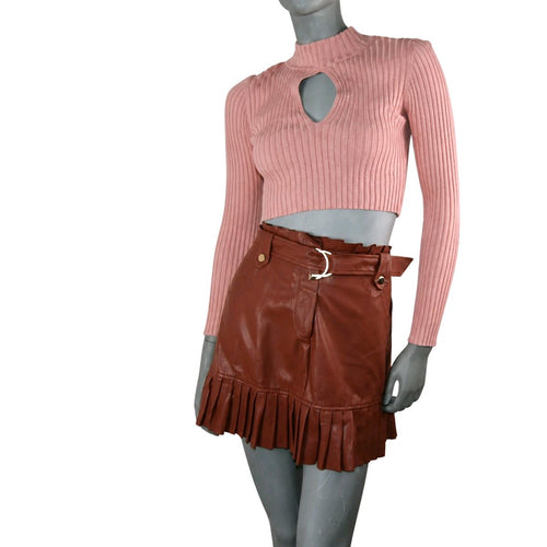 Falda polipiel rosa viejo Zara