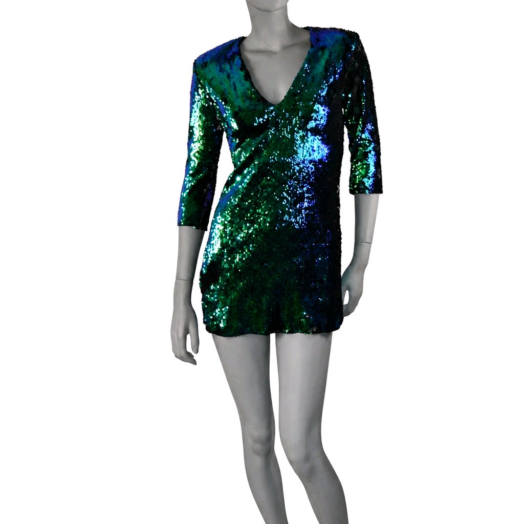 Vestido verde lentejuelas ZARA