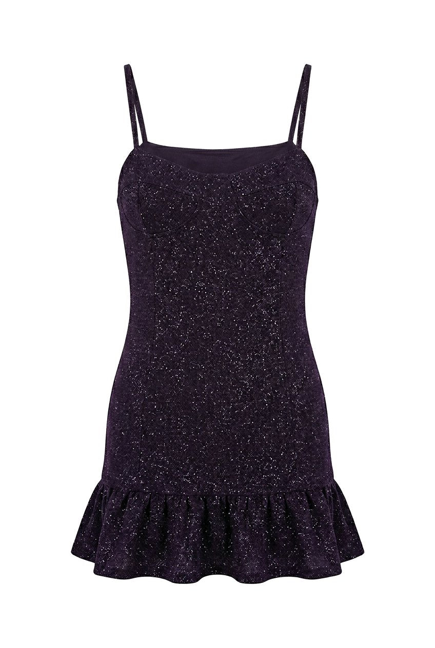 Vestido morado glitter pullandbear