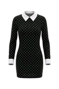 Vestido topos cuello camisero Shein