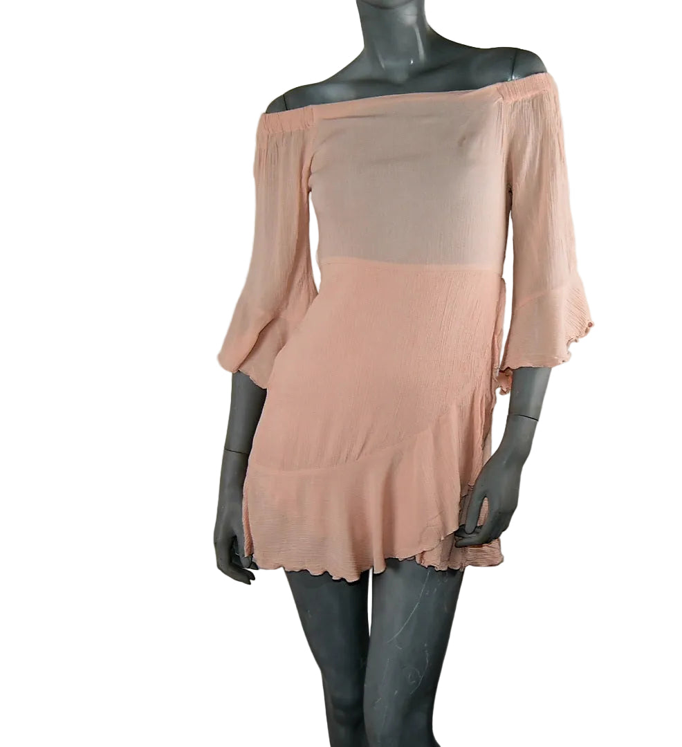 Mini Vestido rosa volantes PULL&BEAR